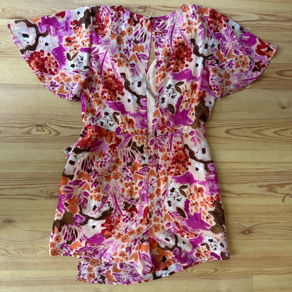 Lulu's Floral Pink and Orange Romper